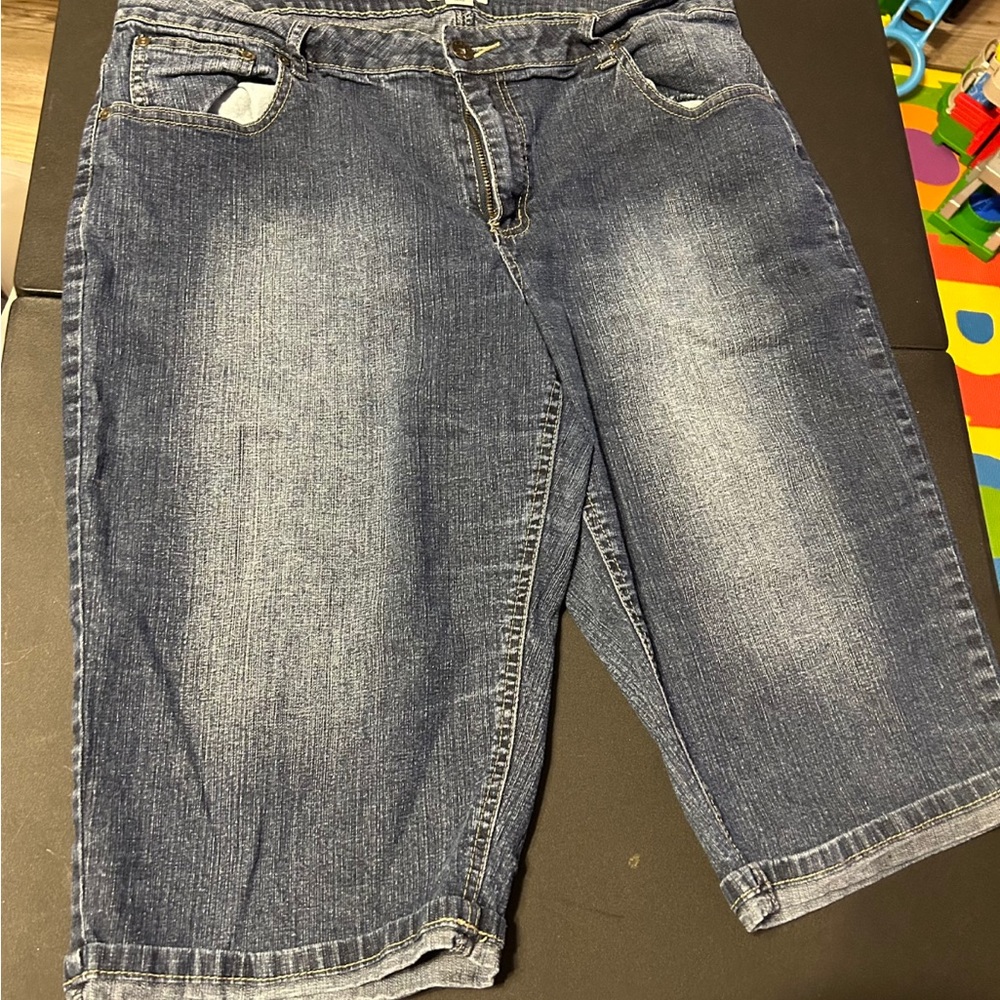 Knee length jean shorts